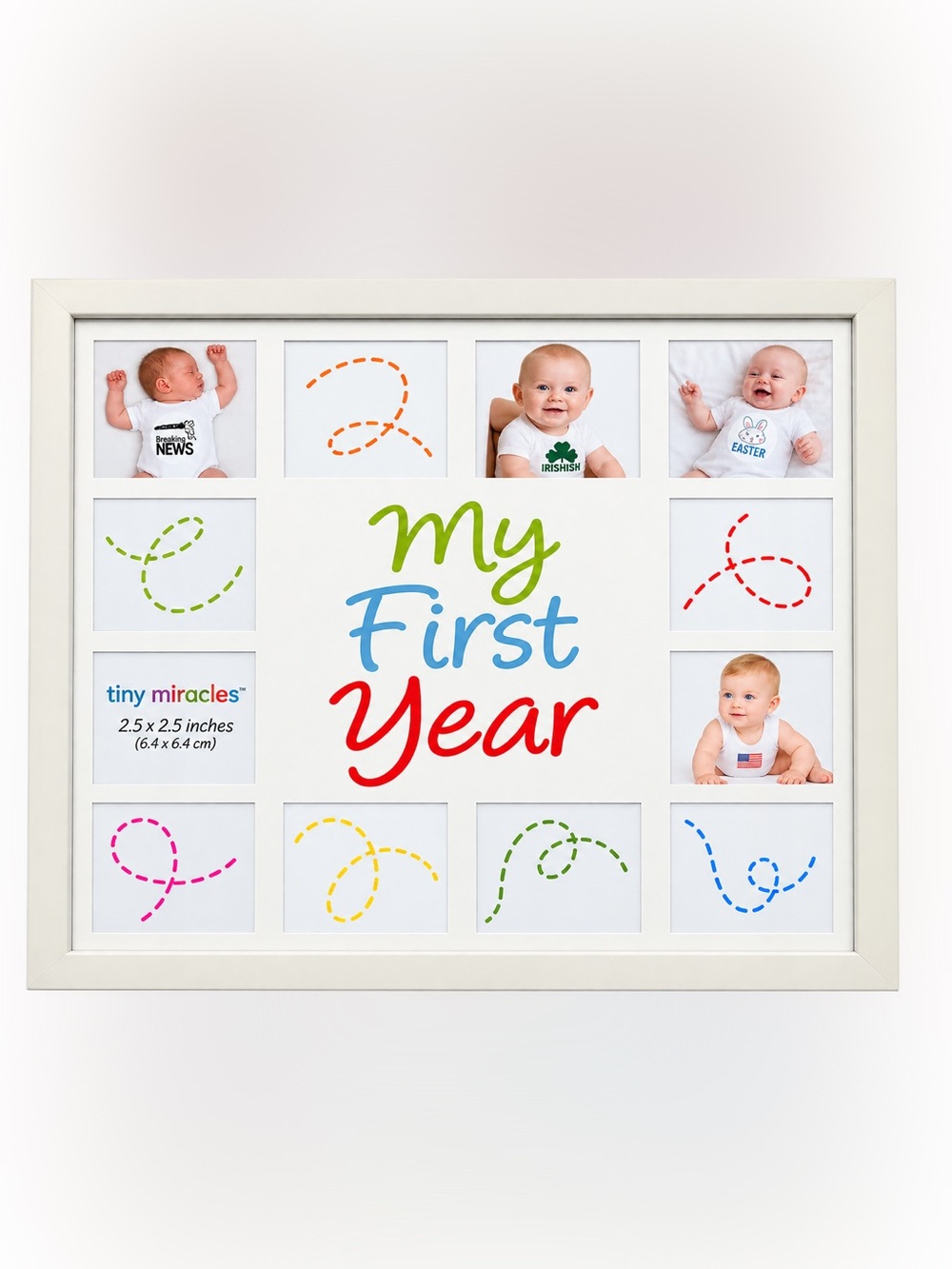 My First Year Multi-Photo Baby Frame - Colorful Text